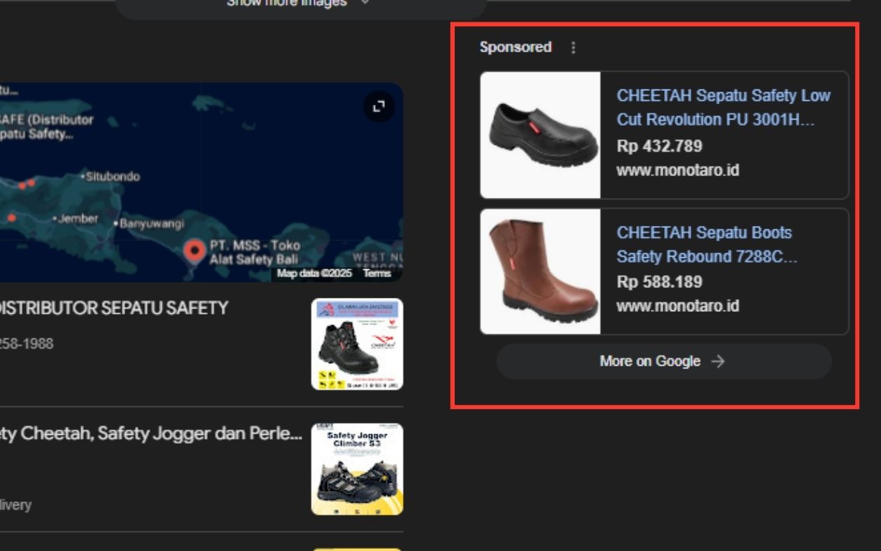 Contoh Shopping ads PMAX salah satu jenis campaign Google Ads